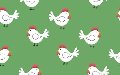 Easter chicken pattern, spring hen and chicken bird holiday seamless pattern