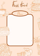 orange food doodle sketch menu template. vector