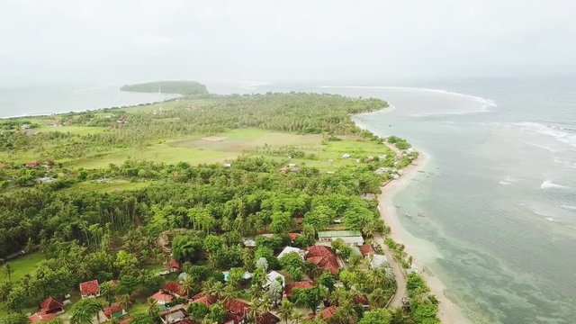 Beautiful Ujung Genteng Beach with villa and hotel