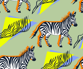 Vector background hand drawn exotic wild animals. Hand drawn ink illustration. Modern ornamental decorative background. Vector pattern. Print for textile, cloth, wallpaper, scrapbooking