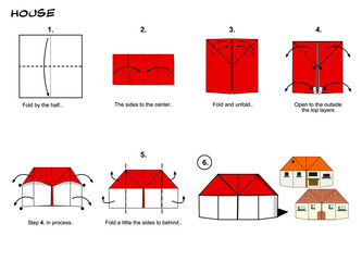 Origami house diagrams steps paperfolding art