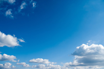 beautiful white clouds in bright blue sky on the nice day
