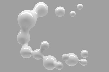 Abstract background from multiple scattering of droplets and spheres. 3D illustration