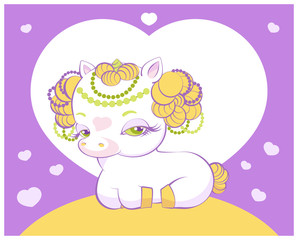 Fototapeta premium Cute little golden hair princess unicorn