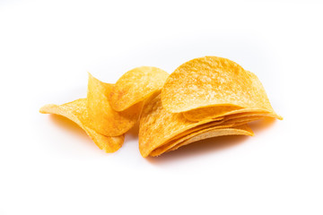 potato chips on white bacground