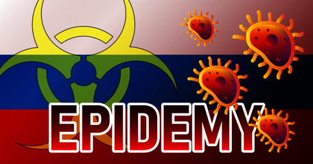 Virus attack on Russia  viruses or bacteria threat, medical industry concept