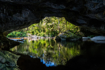 Fototapeta na wymiar moria gate cave in the oparara basin in kahurangi national park