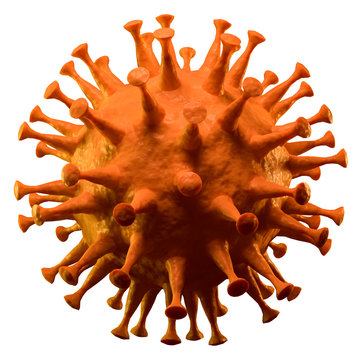 3D Render: New Corona Virus Isolated On White. Sars-CoV-2 Virus Causing Covid-19 Disease.