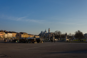 Street vendors at the largest square in the city of Padova known as Prato della Valle