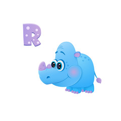 funny blue rhino vector icon, cartoon flat icon for children’s illustration, mascot, african animal, cub,isolated on white background, t-shirt printing template eps 10, big eyes illustration african 