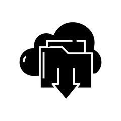 Cloud storage black icon, concept illustration, vector flat symbol, glyph sign.