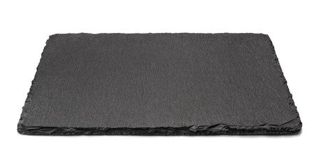 Black slate rectangular plate, isolated on white background