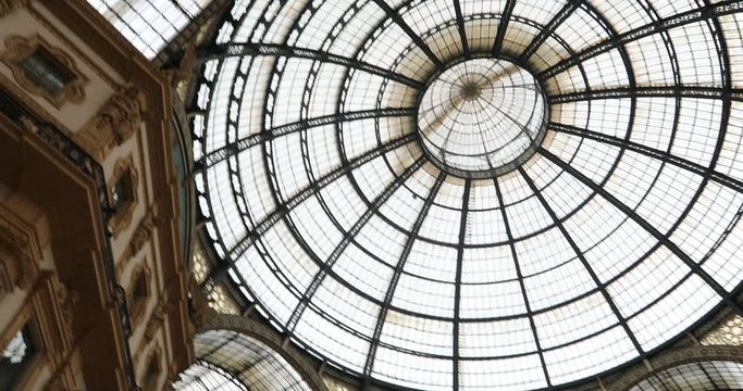 ceiling with windows inside the Vittorio Emanuele gallery in Milan