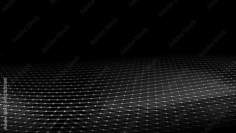 Aufkleber Abstract digital wave of particles. Futuristic point wave. Technology background vector. Vector illustration