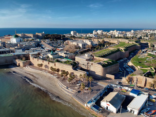 Areal  view of the old city of Acco (Acko) in Israel 