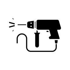Drill process black icon, concept illustration, vector flat symbol, glyph sign.