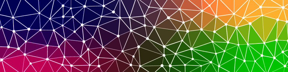 Fototapeta na wymiar Abstract Low Polygon gradient blue orange pink green Network Internet Generative Art background illustration Lowpoly
