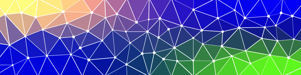 Fototapeta na wymiar Abstract Low Polygon gradient yellow blue green Network Internet Generative Art background illustration Lowpoly