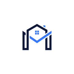 M letter home Logo. minimalist Unique modern geometric creative elegant. Vector icon