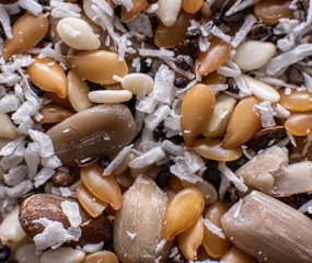 home made assorted seeds and coconut shaving