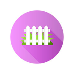 Vector icon with white fence, grass and long shadow