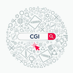 CGI mean (common gateway interface) Word written in search bar ,Vector illustration.