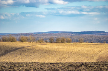 Fototapeta premium Plowed field in autumn day