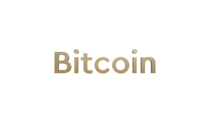 3D Rendering Bitcoin Word Isolated on White Background