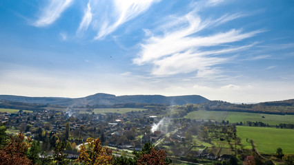 View over the Nograd village and the hill in the background