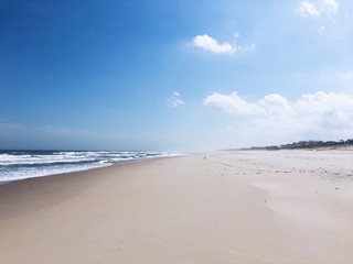 View of beach on a sunny spring day