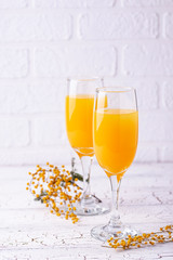 Mimosa cocktail with orange juice