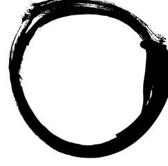 Brush stroke in the form of a circle. Drawing created in ink sketch handmade technique.