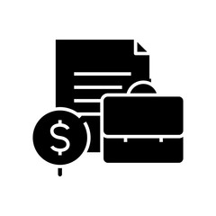 Contract black icon, concept illustration, vector flat symbol, glyph sign.