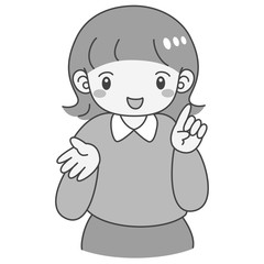 モノクロ　説明する　女の子　シンプル　可愛い