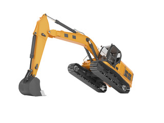 Fototapeta premium 3d rendering concept work crawler excavator with hydraulic bucket on white background no shadow