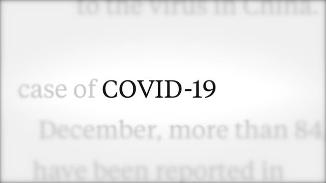 COVID-19, Coronavirus. Highlighted word in the different text. Concept for news or medical media. Dangerous virus 2019-CONV spreads across the Earth. Focus effect with light background