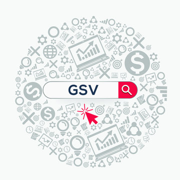 GSV  mean (global sale value) Word written in search bar ,Vector illustration.