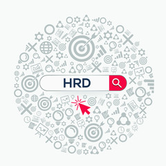 Obraz premium HRD mean (human resource development) Word written in search bar ,Vector illustration.