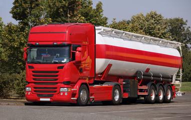 Red and white truck