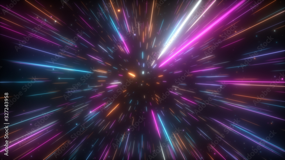 Canvas Prints cosmic hyperspace background. speed of light, neon glowing abstract rays and stars in motion. moving