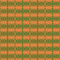 Light brown abstract flowers ornament on a green background, seamless pattern, vector