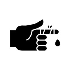 Cutting finger black icon, concept illustration, vector flat symbol, glyph sign.