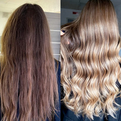  before and after complex staining exit from black to beautiful light blond
