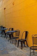 Yellow Wall Iron Furniture Cafe