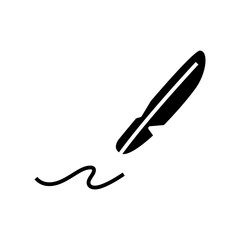 Feather black icon, concept illustration, vector flat symbol, glyph sign.
