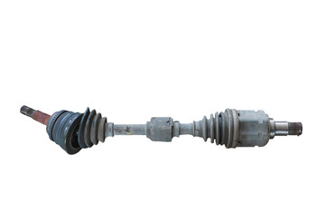 Used Left Axle shaft, drive shaft, Isolated white background with clipping paths