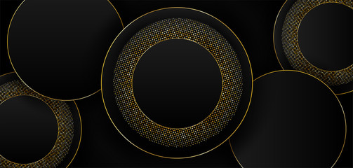 Abstract. Black and gold overlap background. light and shadow. copy space .Vector.