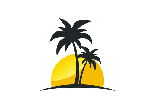 Simple modern Unique tropical beach logo. The symbol itself will look nice as social media avatar and website or mobile icon