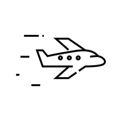 Plane flight line icon, concept sign, outline vector illustration, linear symbol.