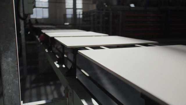 Conveyer Line For Ceramic Tile At Heavy Plant. Factory for the Production of Ceramic Tiles. The Process of Making Ceramic Tiles